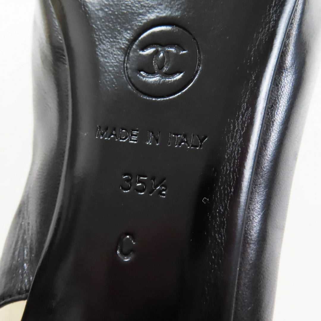 CHANEL pumps Main: Leather Black Ivory Women 35.5 Used Authentic