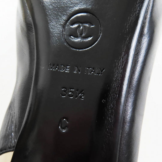 CHANEL pumps Main: Leather Black Ivory Women 35.5 Used Authentic