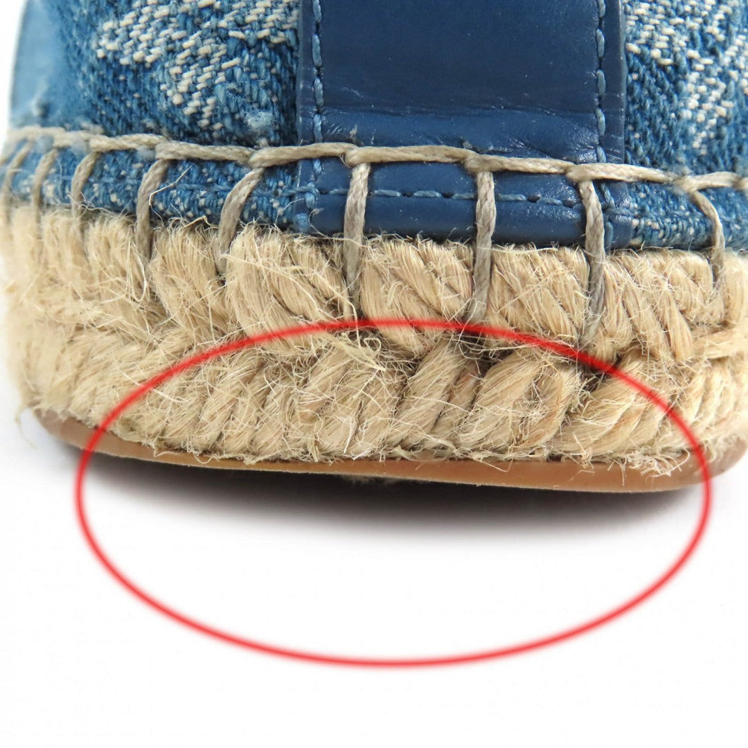 LOUIS VUITTON Slip-on Main: Monogram denim, Part: Leather, Part: Jute Indigo blue Women 36.5 Used Authentic