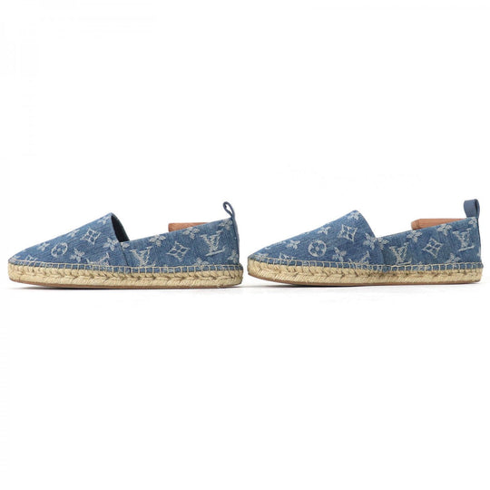 LOUIS VUITTON Slip-on Main: Monogram denim, Part: Leather, Part: Jute Indigo blue Women 36.5 Used Authentic