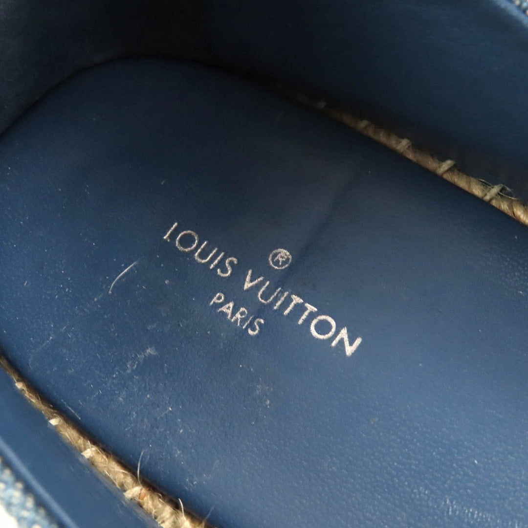 LOUIS VUITTON Slip-on Main: Monogram denim, Part: Leather, Part: Jute Indigo blue Women 36.5 Used Authentic