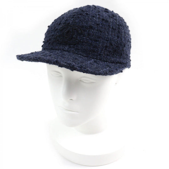 CHANEL cap 22B AA8562 Outer material: 70% wool, Outer material: 17% acrylic, Outer material: 6% cotton, Outer material: 6% rayon, Outer material: 1% nylon Navy Women M Used Authentic