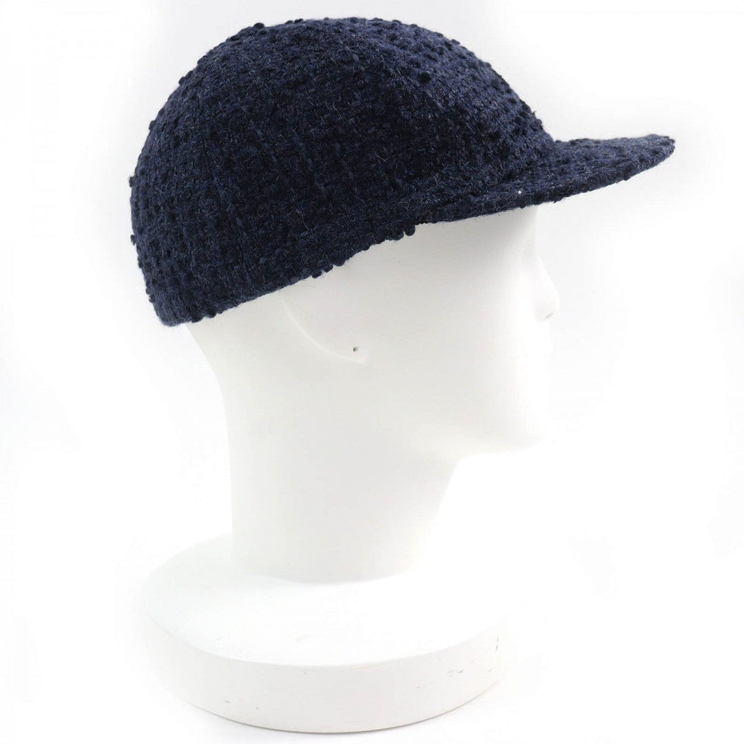 CHANEL cap 22B AA8562 Outer material: 70% wool, Outer material: 17% acrylic, Outer material: 6% cotton, Outer material: 6% rayon, Outer material: 1% nylon Navy Women M Used Authentic