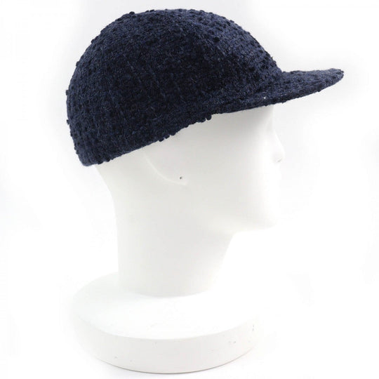 CHANEL cap 22B AA8562 Outer material: 70% wool, Outer material: 17% acrylic, Outer material: 6% cotton, Outer material: 6% rayon, Outer material: 1% nylon Navy Women M Used Authentic