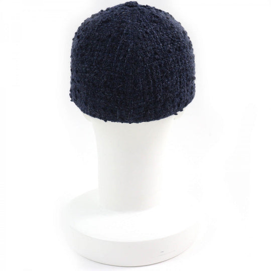 CHANEL cap 22B AA8562 Outer material: 70% wool, Outer material: 17% acrylic, Outer material: 6% cotton, Outer material: 6% rayon, Outer material: 1% nylon Navy Women M Used Authentic