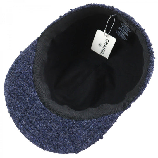 CHANEL cap 22B AA8562 Outer material: 70% wool, Outer material: 17% acrylic, Outer material: 6% cotton, Outer material: 6% rayon, Outer material: 1% nylon Navy Women M Used Authentic