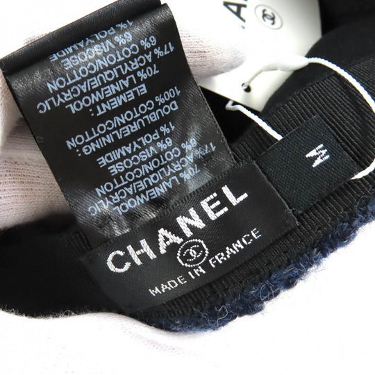 CHANEL cap 22B AA8562 Outer material: 70% wool, Outer material: 17% acrylic, Outer material: 6% cotton, Outer material: 6% rayon, Outer material: 1% nylon Navy Women M Used Authentic
