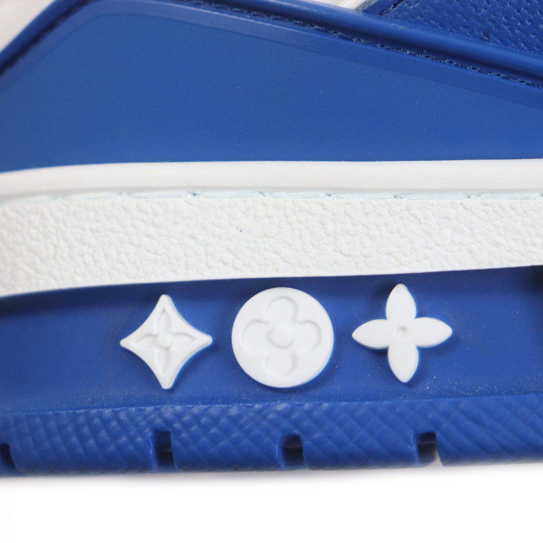 LOUIS VUITTON sneakers 1AANF0 Main: Leather Marine White LV Trainer Line Monogram mens 7.5 Used Authentic