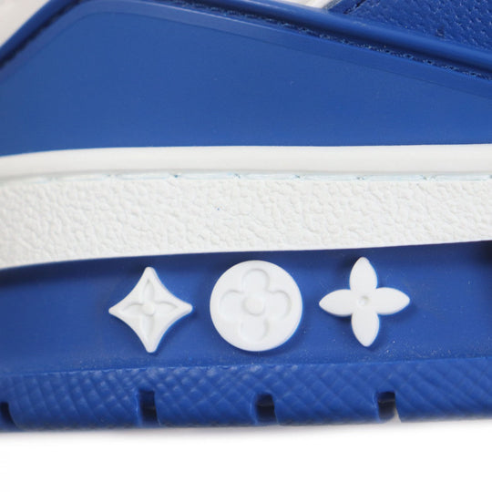 LOUIS VUITTON sneakers 1AANF0 Main: Leather Marine White LV Trainer Line Monogram mens 7.5 Used Authentic