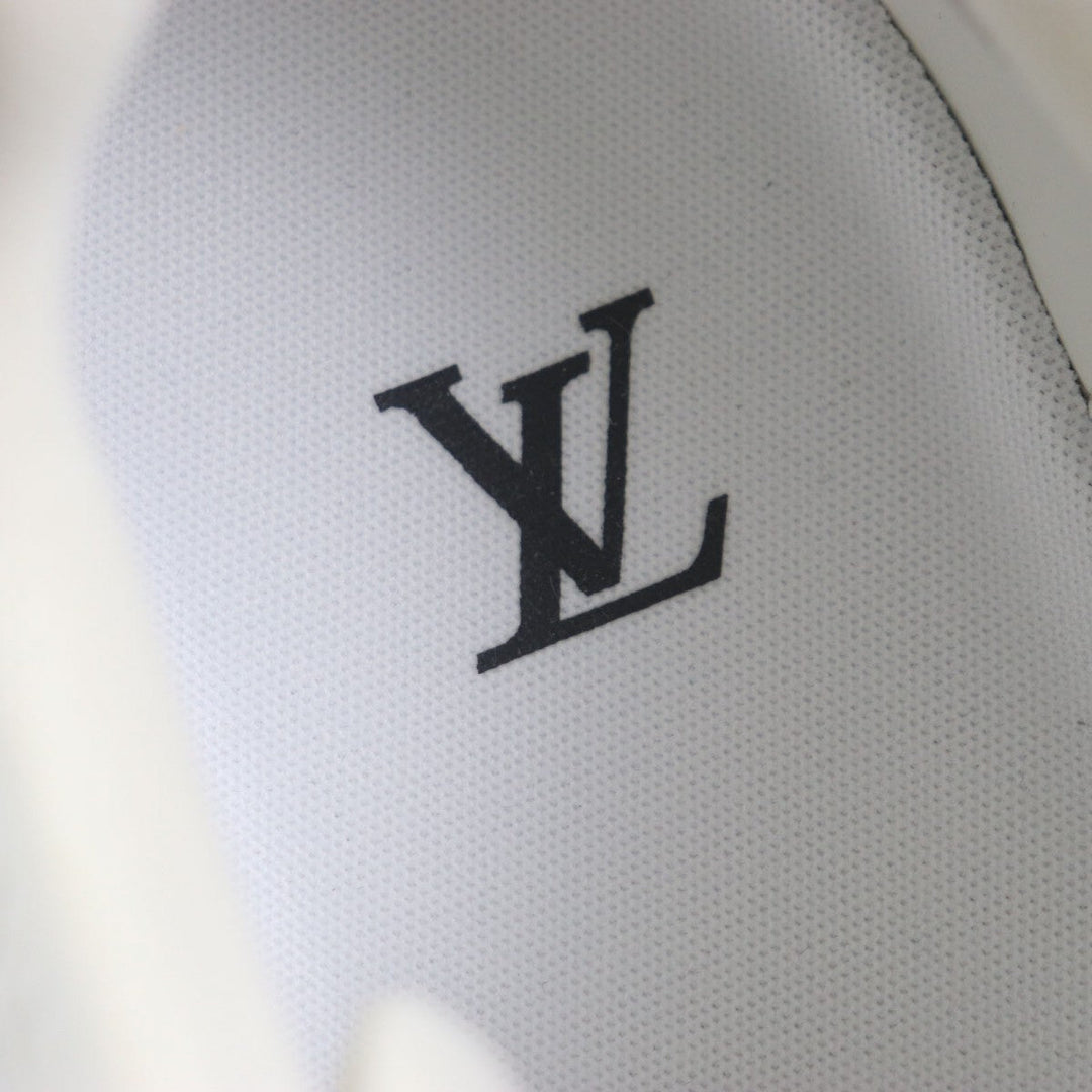 LOUIS VUITTON sneakers 1AANF0 Main: Leather Marine White LV Trainer Line Monogram mens 7.5 Used Authentic