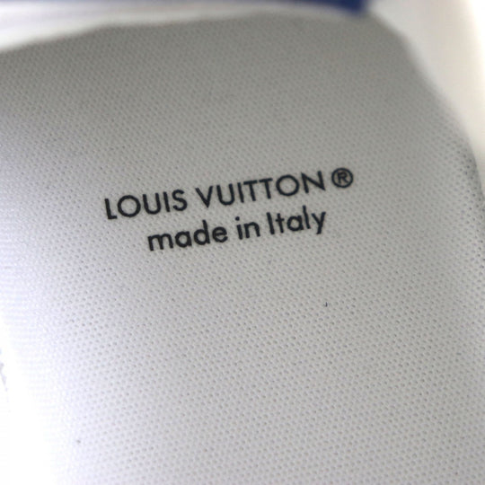 LOUIS VUITTON sneakers 1AANF0 Main: Leather Marine White LV Trainer Line Monogram mens 7.5 Used Authentic