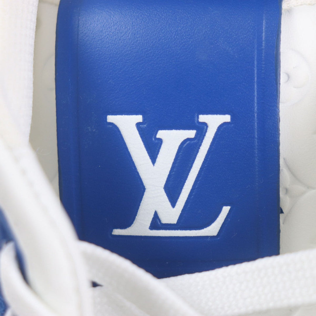 LOUIS VUITTON sneakers 1AANF0 Main: Leather Marine White LV Trainer Line Monogram mens 7.5 Used Authentic