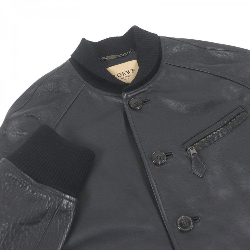 LOEWE Blouson Outer: Cowhide, Lining: 100% Cupra, Part: 95% Cotton, Part: 5% Polyester black mens 54 Used Authentic
