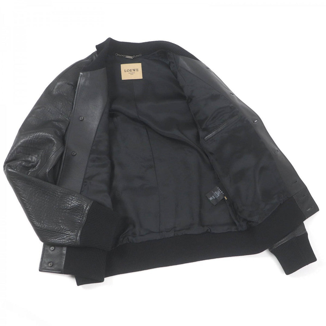 LOEWE Blouson Outer: Cowhide, Lining: 100% Cupra, Part: 95% Cotton, Part: 5% Polyester black mens 54 Used Authentic