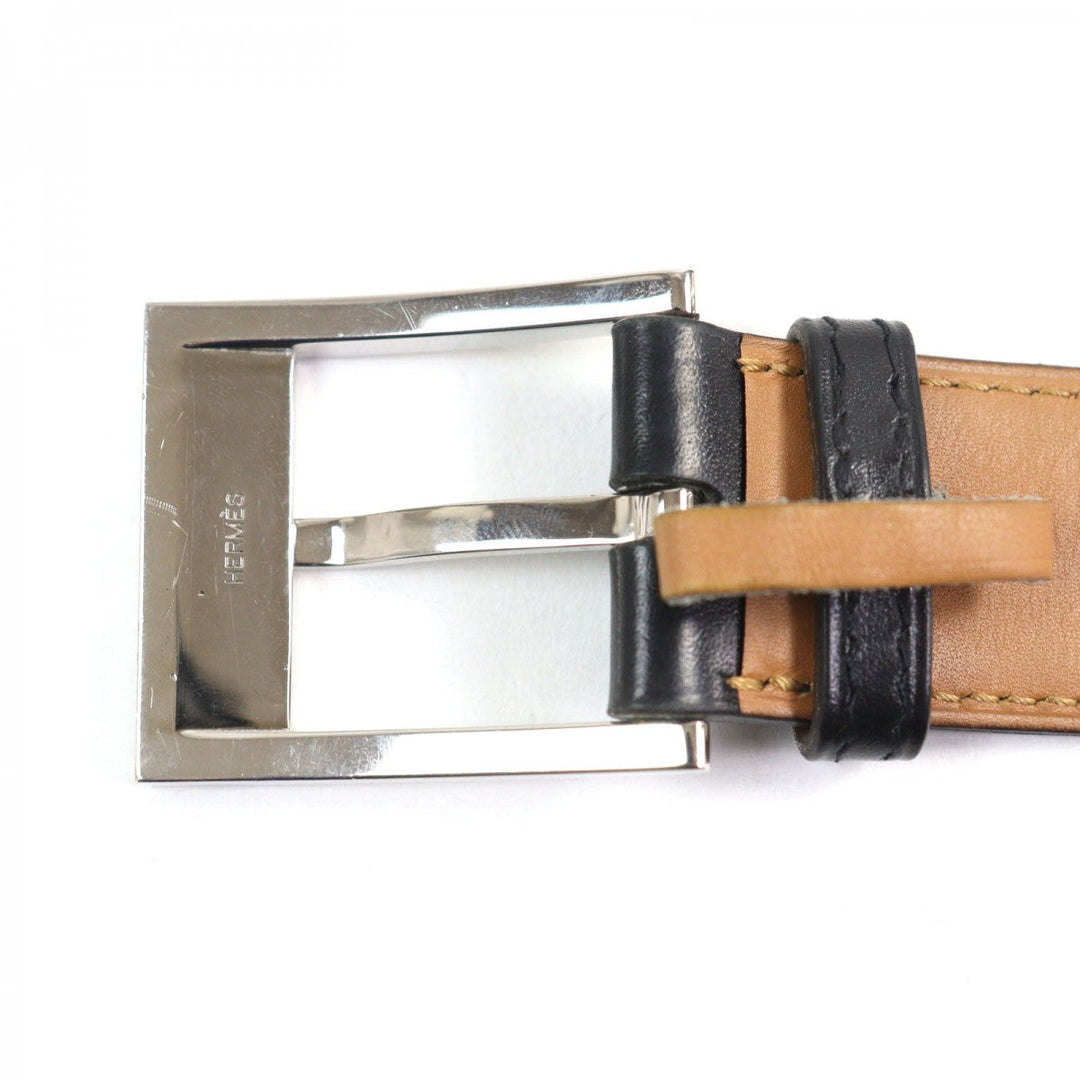 HERMES belt leather black