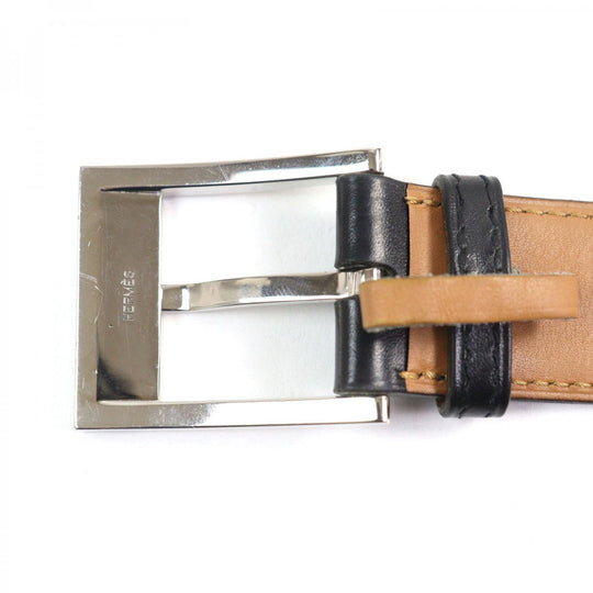 HERMES belt leather black