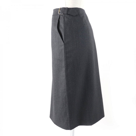 HERMES Tight Skirt Main: 100% virgin wool, Lining: 100% silk Dark gray Women 36 Used Authentic