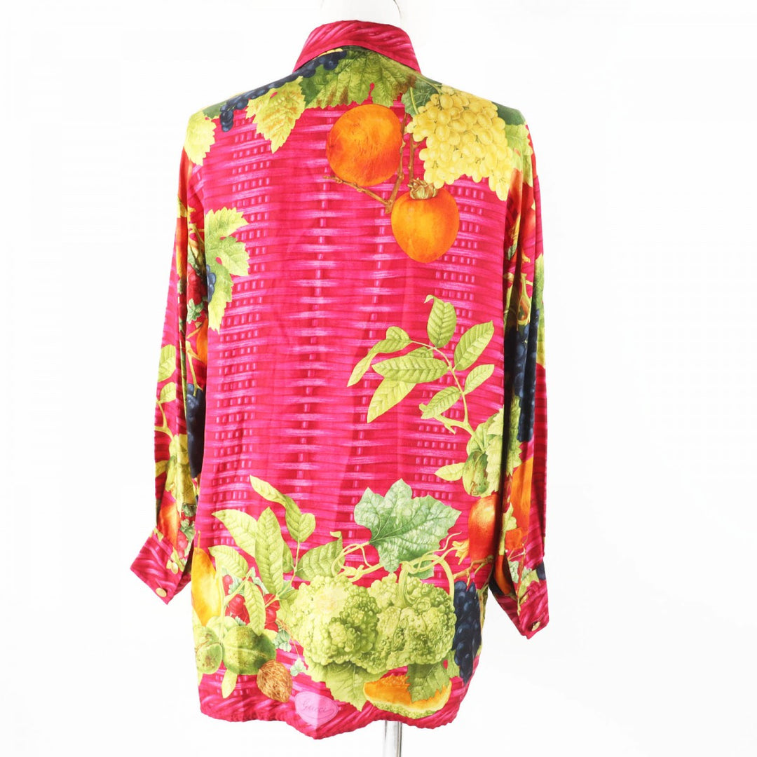 GUCCI Long sleeve shirt Main: 100% silk red multi Tom Ford Women Used Authentic