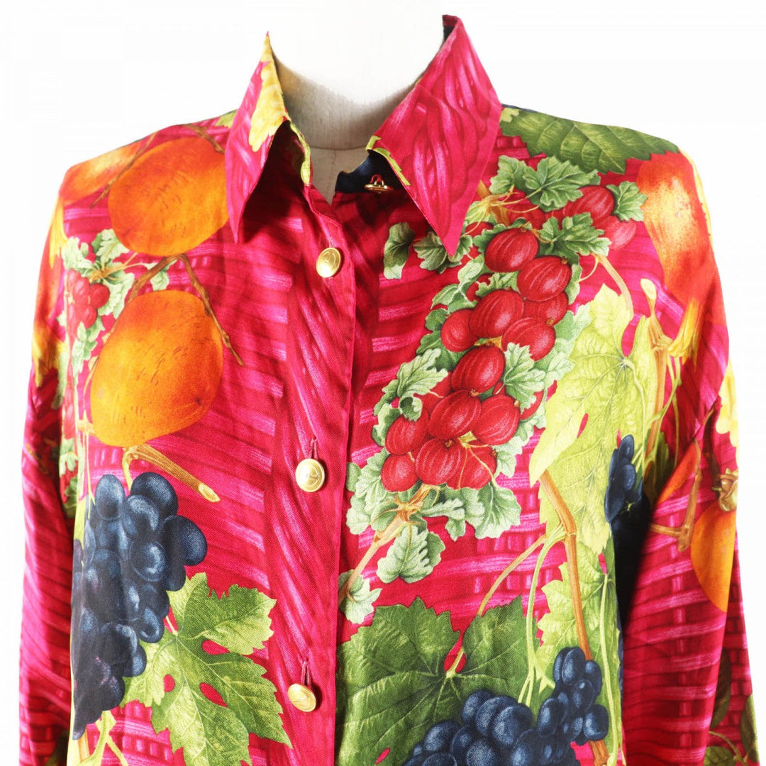 GUCCI Long sleeve shirt Main: 100% silk red multi Tom Ford Women Used Authentic