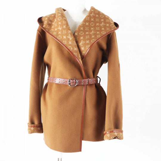 LOUIS VUITTON coat 1A8262 Outer: 99% wool, Main: 1% silk, Lining: 53% rayon, Lining: 47% cupra, Part: sheep leather Camel Women 42 Used Authentic