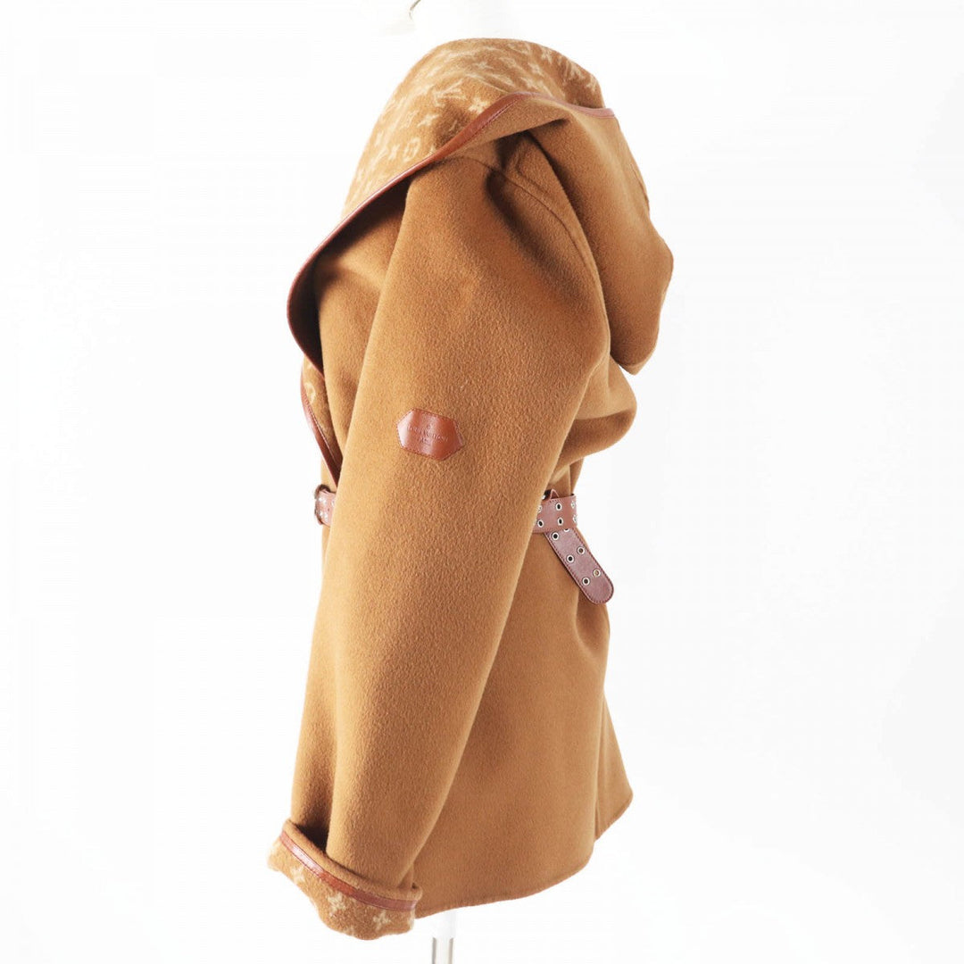LOUIS VUITTON coat 1A8262 Outer: 99% wool, Main: 1% silk, Lining: 53% rayon, Lining: 47% cupra, Part: sheep leather Camel Women 42 Used Authentic