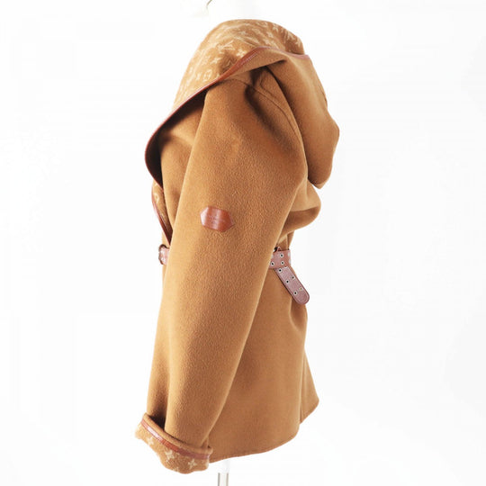 LOUIS VUITTON coat 1A8262 Outer: 99% wool, Main: 1% silk, Lining: 53% rayon, Lining: 47% cupra, Part: sheep leather Camel Women 42 Used Authentic