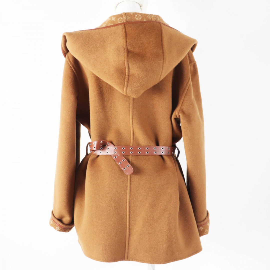 LOUIS VUITTON coat 1A8262 Outer: 99% wool, Main: 1% silk, Lining: 53% rayon, Lining: 47% cupra, Part: sheep leather Camel Women 42 Used Authentic