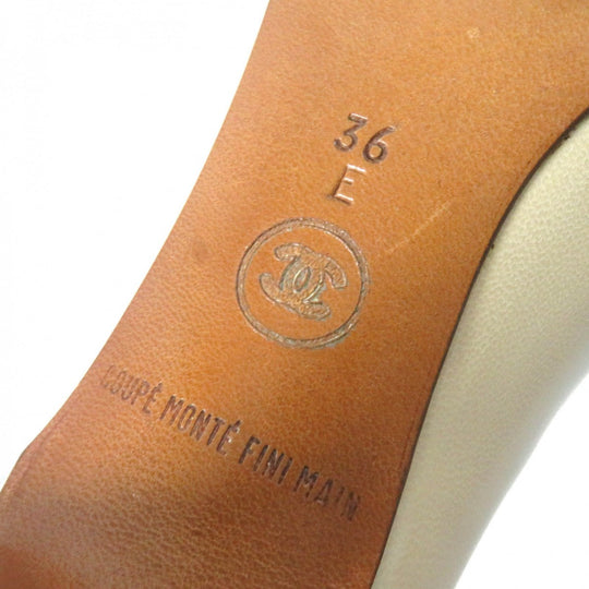 CHANEL pumps Main: Leather Beige black Women 36 Used Authentic