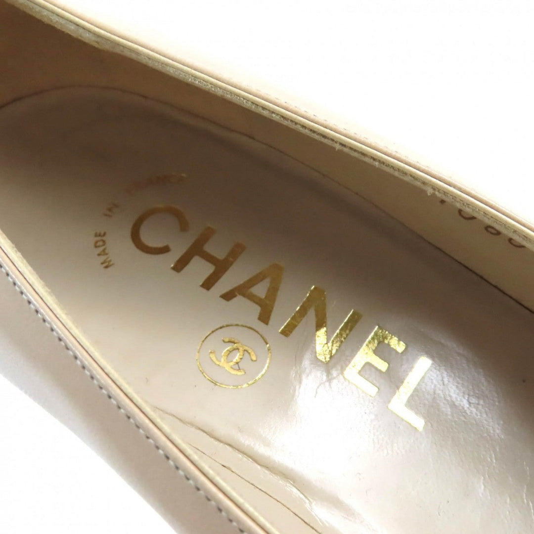 CHANEL pumps Main: Leather Beige black Women 36 Used Authentic