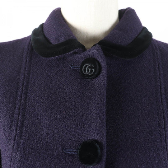 GUCCI A line coat 633152 Main: 80% wool, Main: 20% mohair, Main: 98% cotton, Main: 2% polyurethane, Lining: 100% rayon Purple type Women 36 Used Authentic