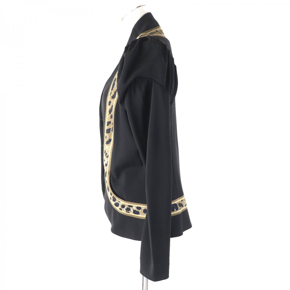 LEONARD Jacket Outer material: 72% rayon, Outer material: 28% polyester, Part: 100% silk, Sleeve lining: 100% silk Black Brown type Women 42 Used Authentic