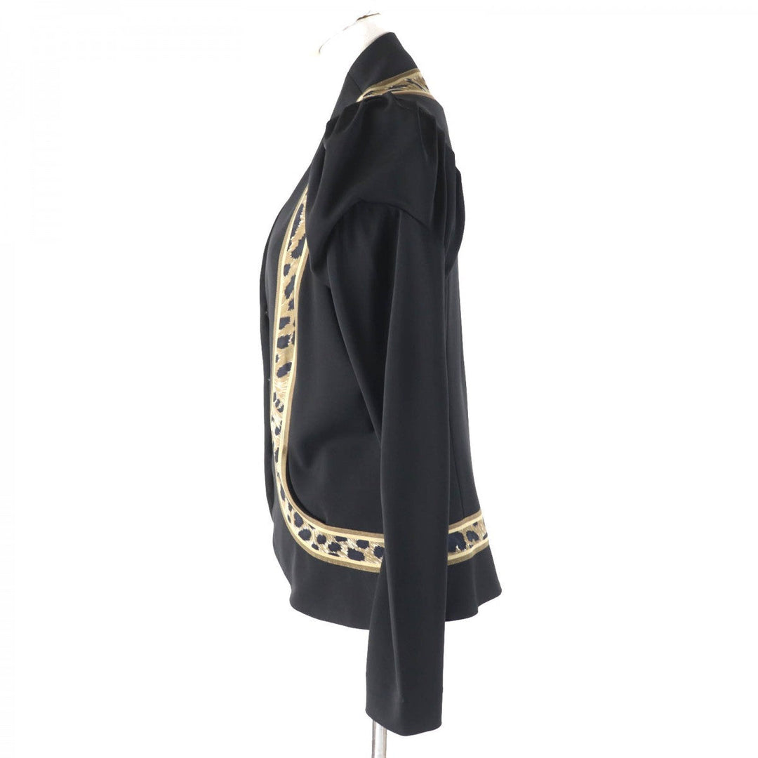LEONARD Jacket Outer material: 72% rayon, Outer material: 28% polyester, Part: 100% silk, Sleeve lining: 100% silk Black Brown type Women 42 Used Authentic