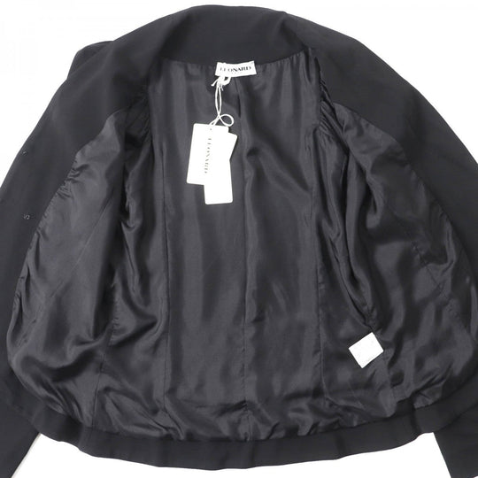 LEONARD Jacket Outer material: 72% rayon, Outer material: 28% polyester, Part: 100% silk, Sleeve lining: 100% silk Black Brown type Women 42 Used Authentic
