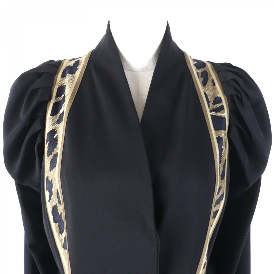 LEONARD Jacket Outer material: 72% rayon, Outer material: 28% polyester, Part: 100% silk, Sleeve lining: 100% silk Black Brown type Women 42 Used Authentic