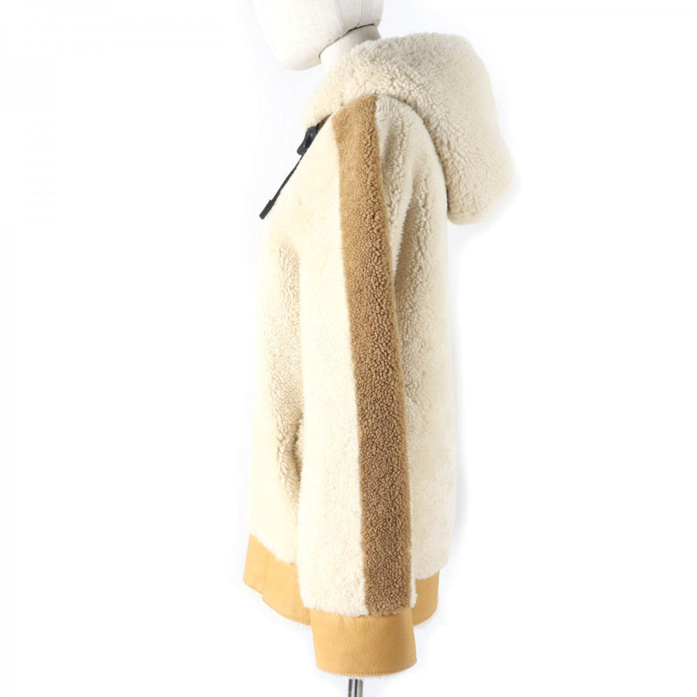COACH Mouton jacket 23135 Main: Wool, Leather part: Sheepskin, Leather part: Cowhide Ivory light brown Women Used Authentic