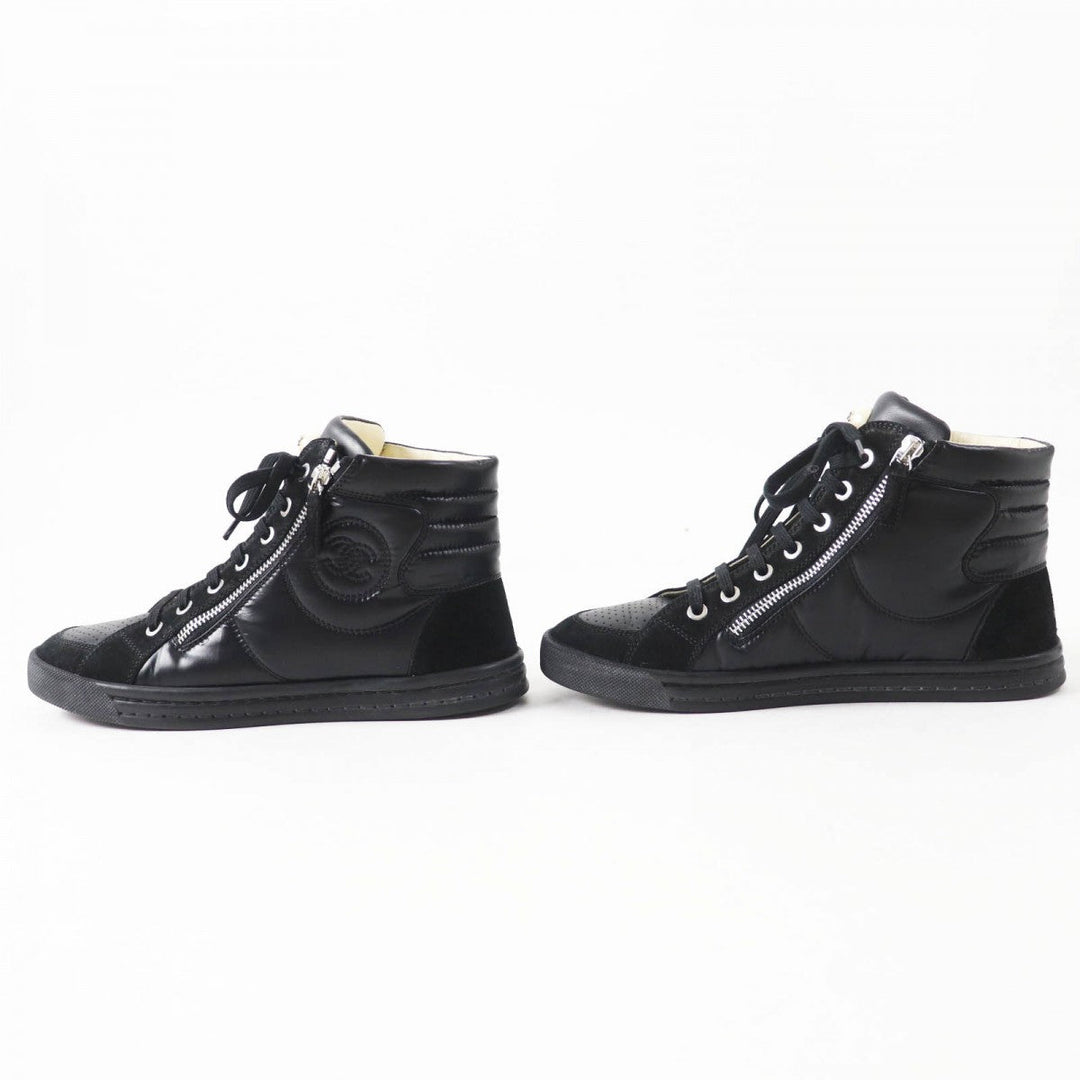 CHANEL High cut sneakers G29918 leather black 37