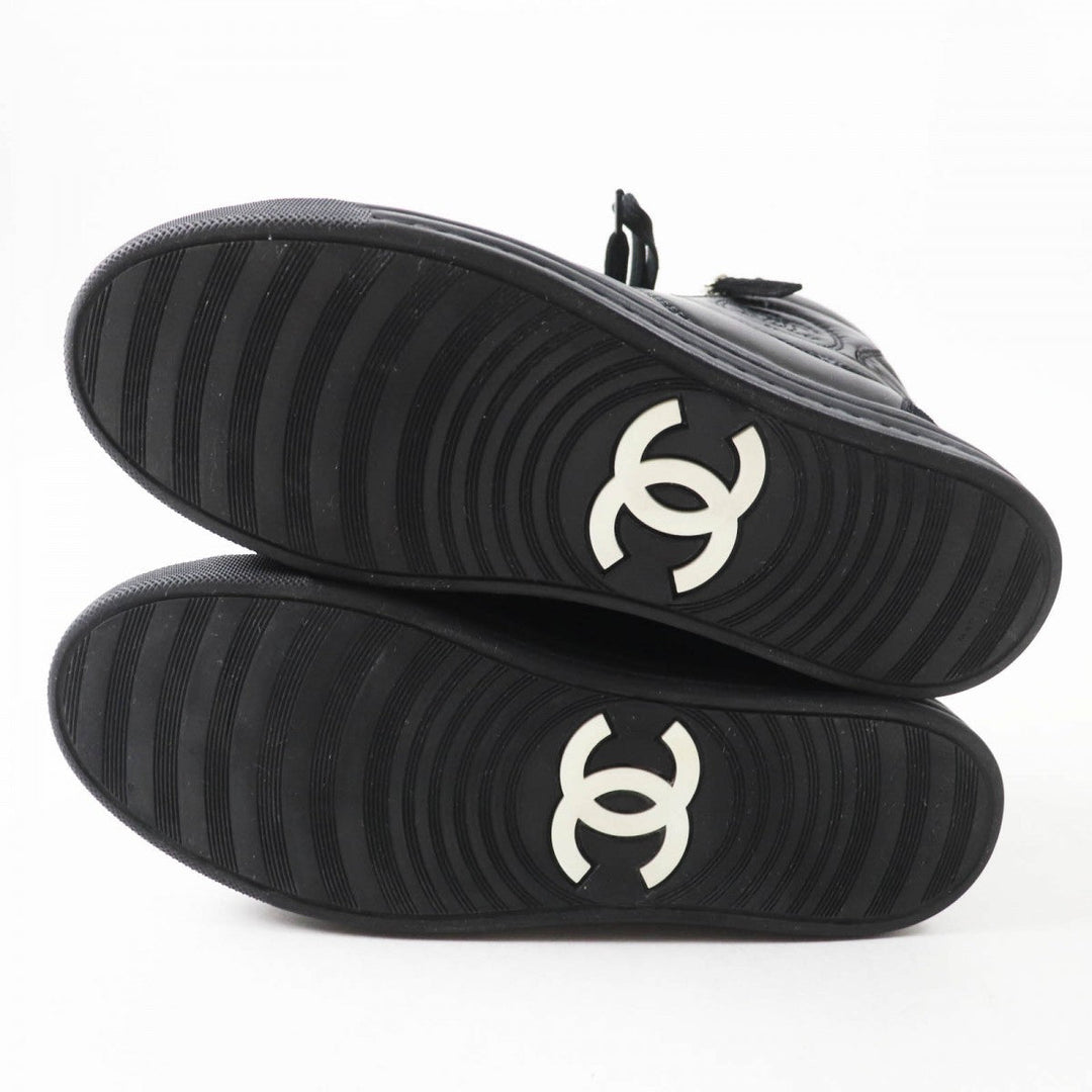 CHANEL High cut sneakers G29918 leather black 37