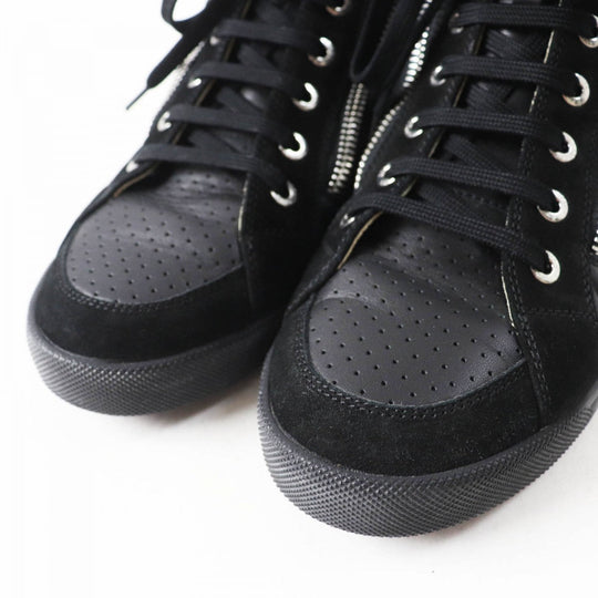 CHANEL High cut sneakers G29918 leather black 37
