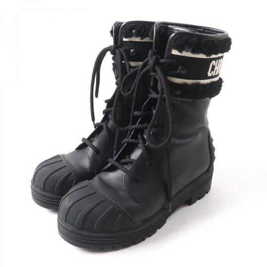 Christian Dior boots Main: Leather Black White D-MAJOR Women 38 Used Authentic