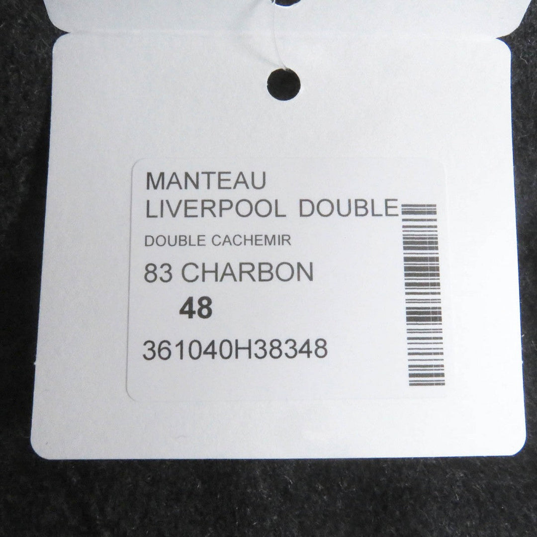 HERMES coat Main: 100% cashmere, part: 100% cotton, part: lamb leather Charbon MANTEAU LIVERPOOL DOUBLE mens 48 Used Authentic