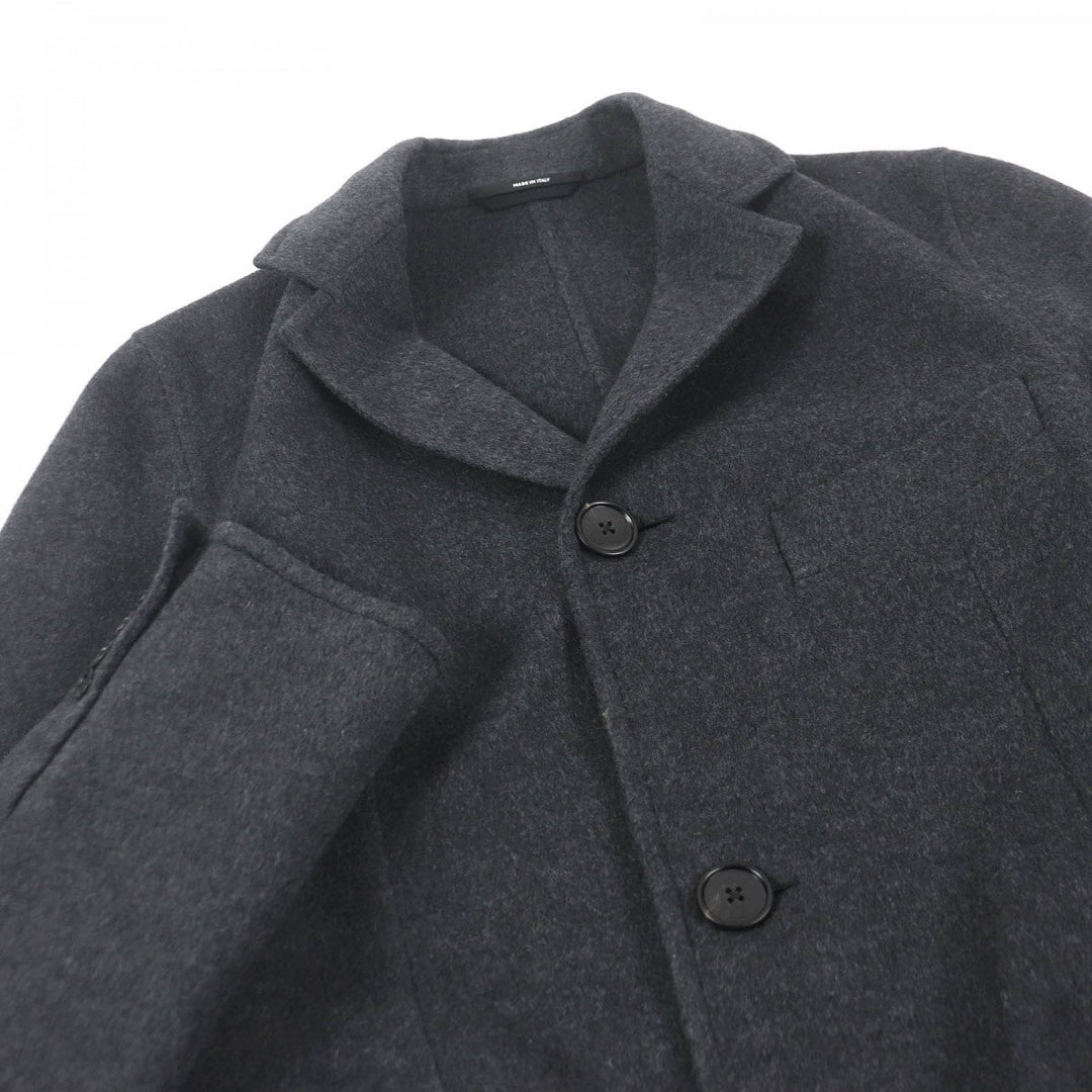 HERMES coat Main: 100% cashmere, part: 100% cotton, part: lamb leather Charbon MANTEAU LIVERPOOL DOUBLE mens 48 Used Authentic