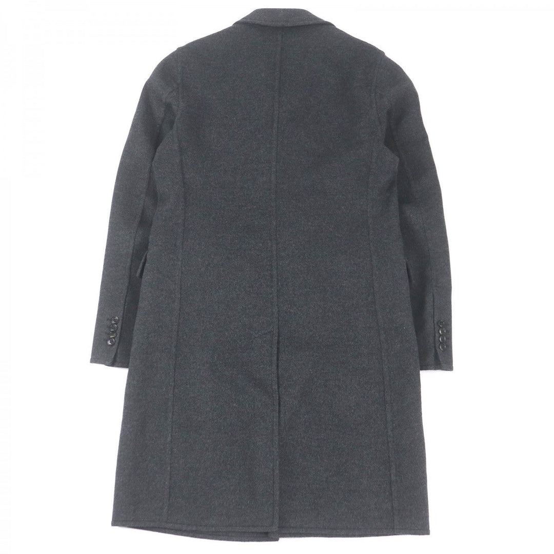 HERMES coat Main: 100% cashmere, part: 100% cotton, part: lamb leather Charbon MANTEAU LIVERPOOL DOUBLE mens 48 Used Authentic