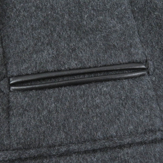 HERMES coat Main: 100% cashmere, part: 100% cotton, part: lamb leather Charbon MANTEAU LIVERPOOL DOUBLE mens 48 Used Authentic