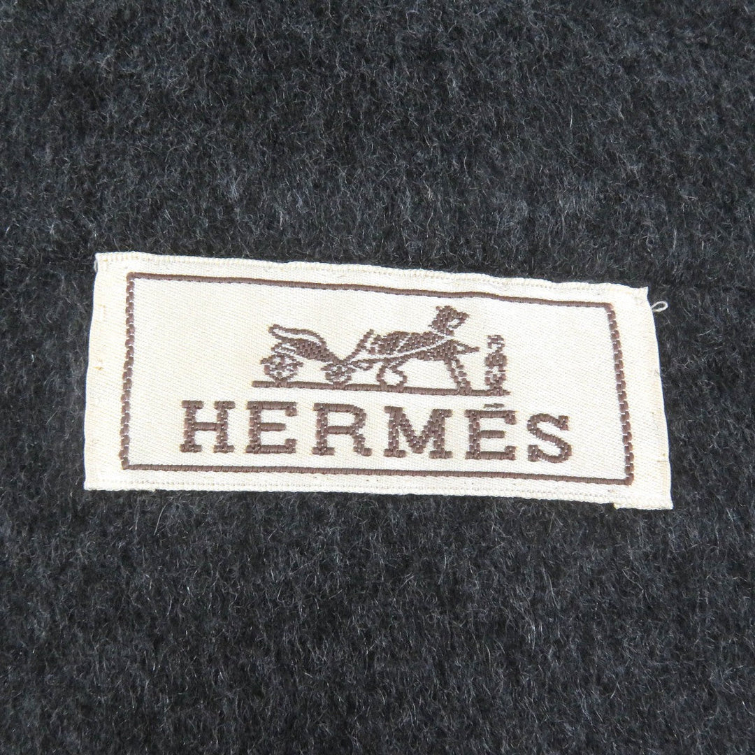 HERMES coat Main: 100% cashmere, part: 100% cotton, part: lamb leather Charbon MANTEAU LIVERPOOL DOUBLE mens 48 Used Authentic