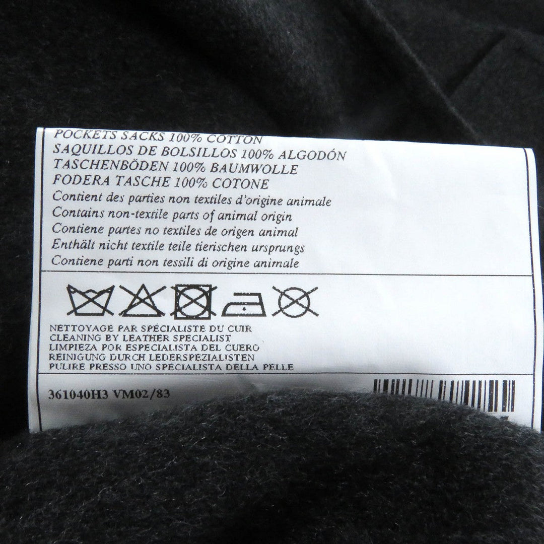 HERMES coat Main: 100% cashmere, part: 100% cotton, part: lamb leather Charbon MANTEAU LIVERPOOL DOUBLE mens 48 Used Authentic