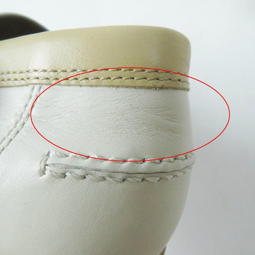 HERMES loafers 35H 212114Z Main: Leather White beige Moccasin Destan Women 35.5 Used Authentic