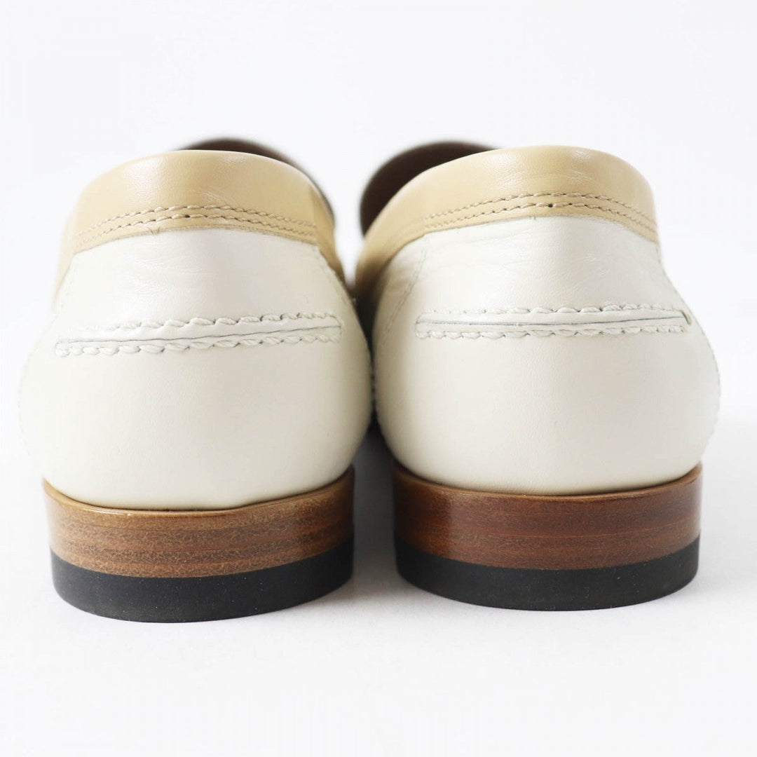 HERMES loafers 35H 212114Z Main: Leather White beige Moccasin Destan Women 35.5 Used Authentic