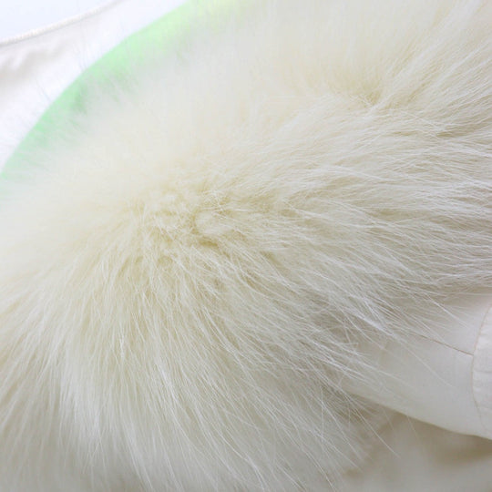 LEONARD FASHION coat Outer: 100% silk, Filling: 100% polyester, Lining: 100% silk, Part: 100% cupra, Fur: fox Ivory Women 11 Used Authentic