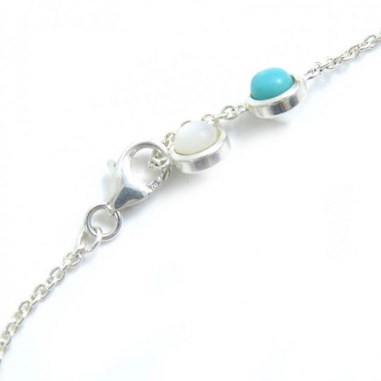 GUCCI Necklace 527399 J8474 8517 Main: SV925, Turquoise Stone, Blue Topaz Silver GG icon Double G Mother of Pearl Women Used Authentic