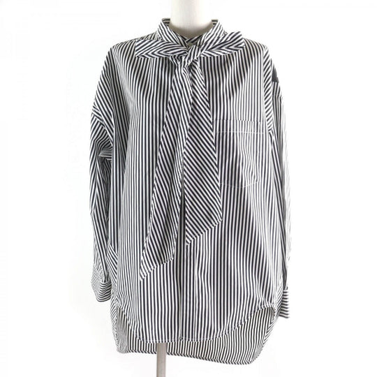 BALENCIAGA Long sleeve shirt 520497 Main: 100% cotton Black White News Wing Women 34 Used Authentic
